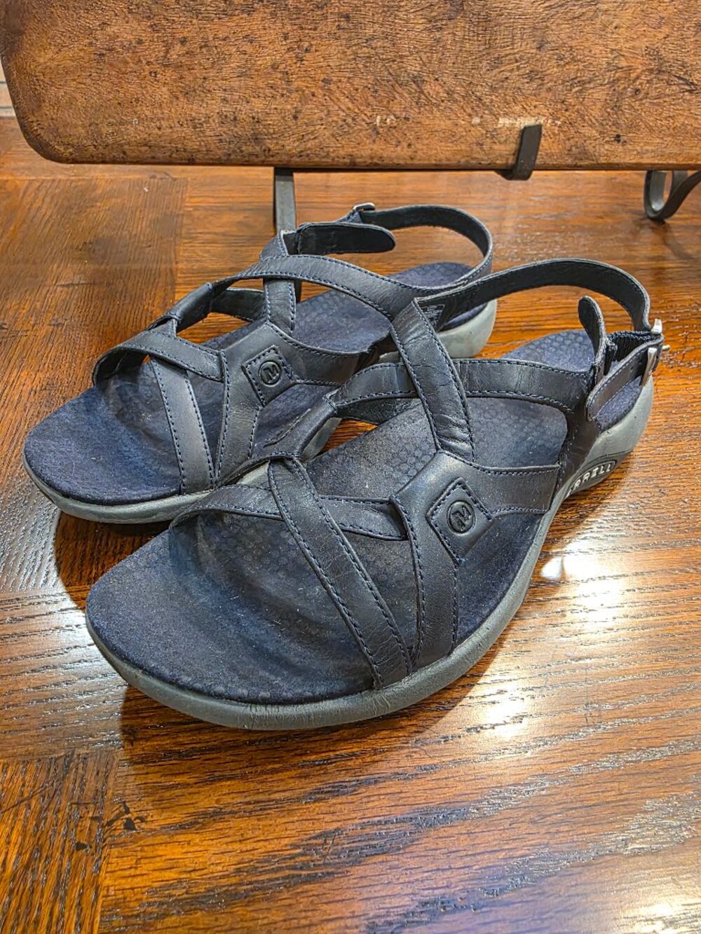 Merrell Agave Navy Blue Leather Comfort Hiking Sandals Strappy Women's Size 10